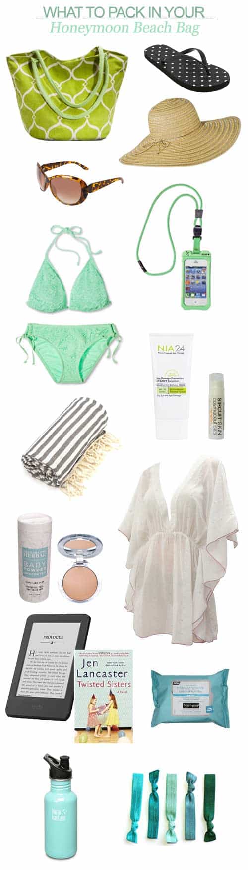 Here's my suggestions for what to pack in your honeymoon beach bag: