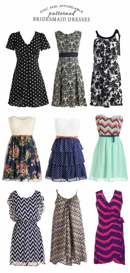Chic and Affordable Patterned Bridesmaid Dresses || Kiss My Tulle