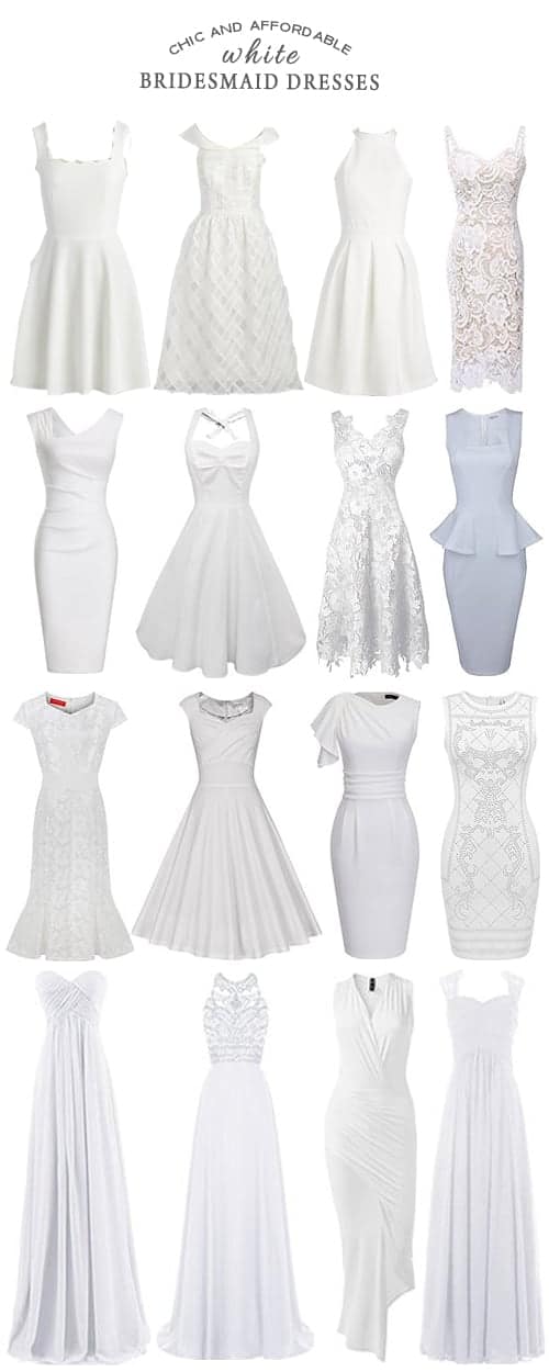 A Selection of Chic and Affordable White Bridesmaid Dresses