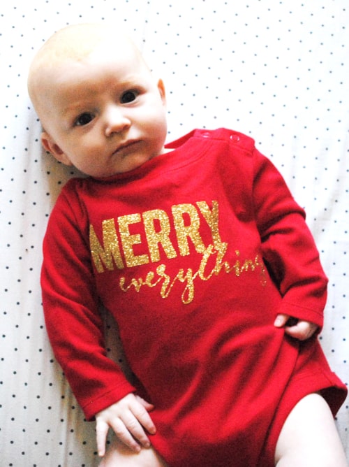 Merry Everything Graphic T-shirt and Onesie Featuring @OfficialCricut #ad #DIY #Cricut #handmade #holidays #Christmas #fashion