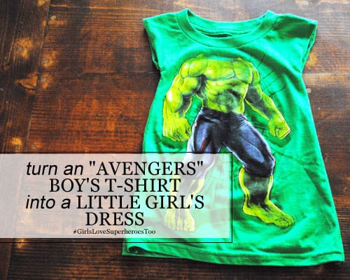 DIY: Turn an “Avengers” Boy’s T-Shirt into a Little Girl’s Dress