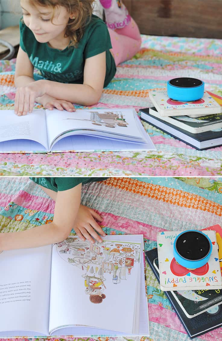 Fellow exhausted parents of the world, allow me to share my very best parenting hack - have Echo Dot Kids Edition read your kids a book! #AD #AmazonKidsandFamily #MC