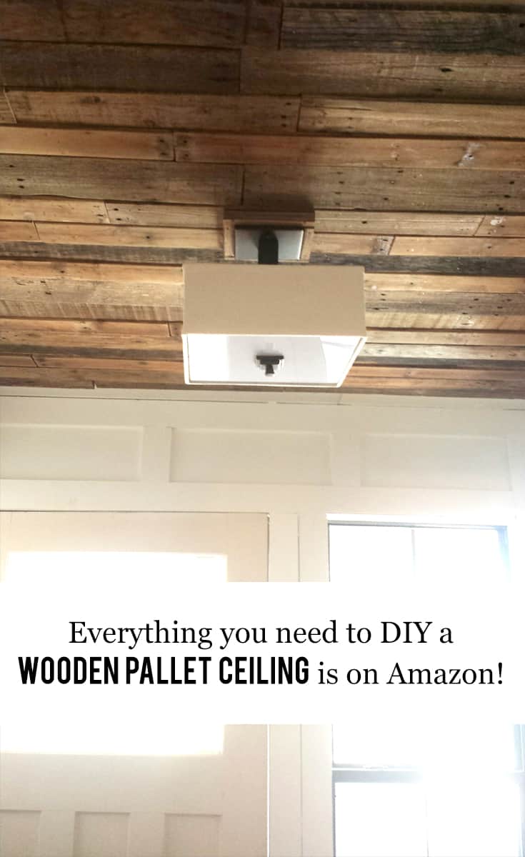 Everything You Need To DIY Your Own Wooden Pallet Ceiling Is On Amazon #homeimprovement #remodel #rustic #farmhouse #fixerupper