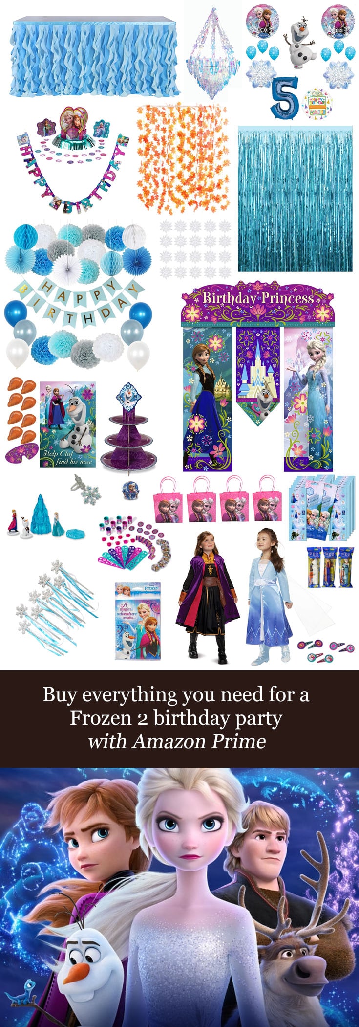 Texas Mom Blogger, Kiss My Tulle, shares how you can buy everything you need for a #Disney #Frozen2 birthday party with Amazon Prime!