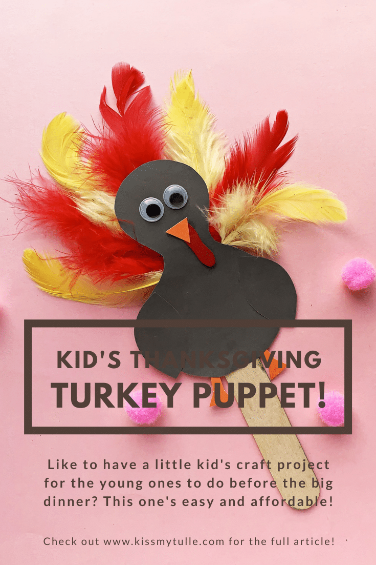 Kid's Thanksgiving turkey puppet DIY  for the young ones to do before the big dinner. It's really easy and needs little to no adult help (The Best Projects, in my opinion).