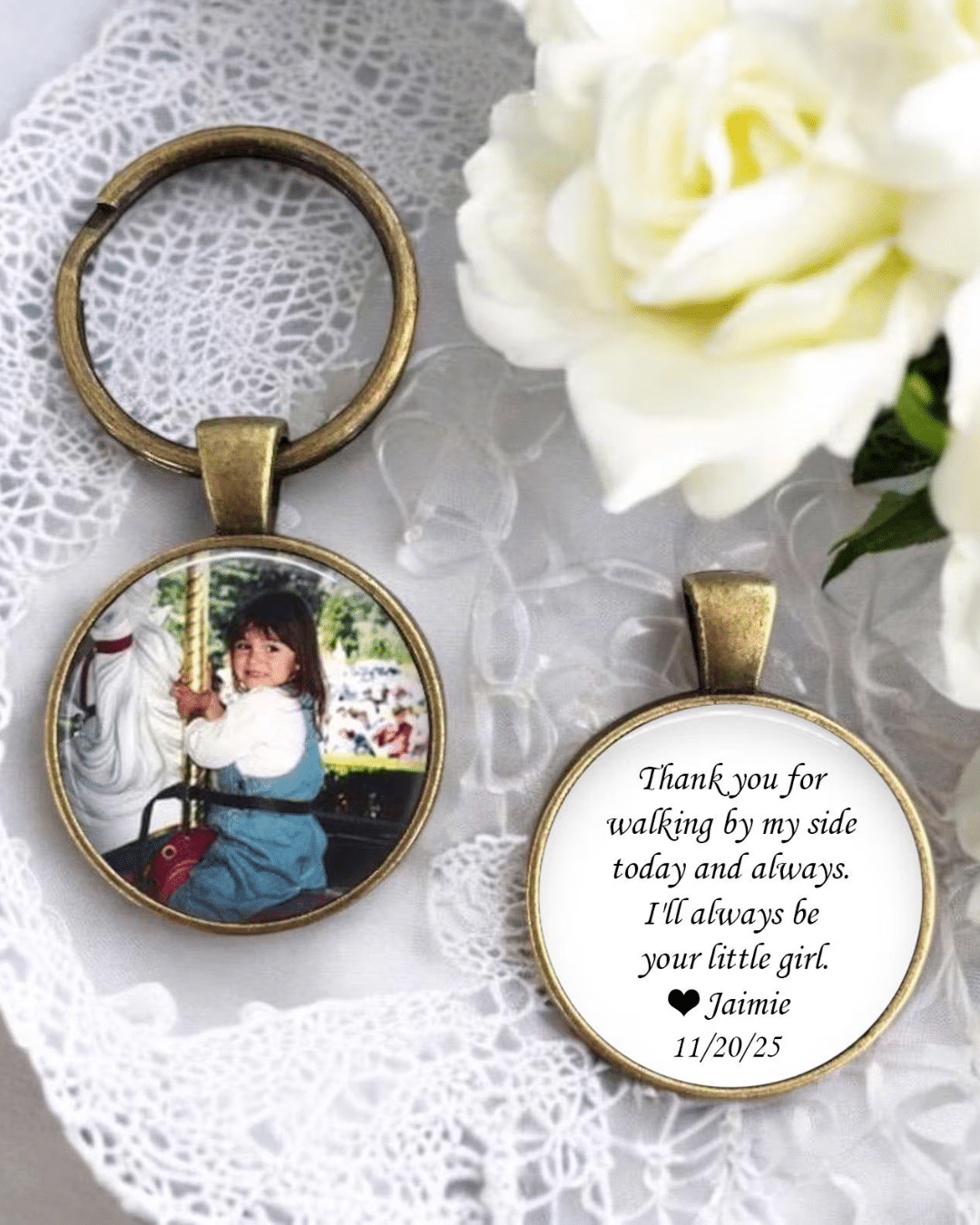 A special thank you for Dad on your wedding day. Simple but meaningful Father-of-the-Bride gifts such as personalized key chains & poems!